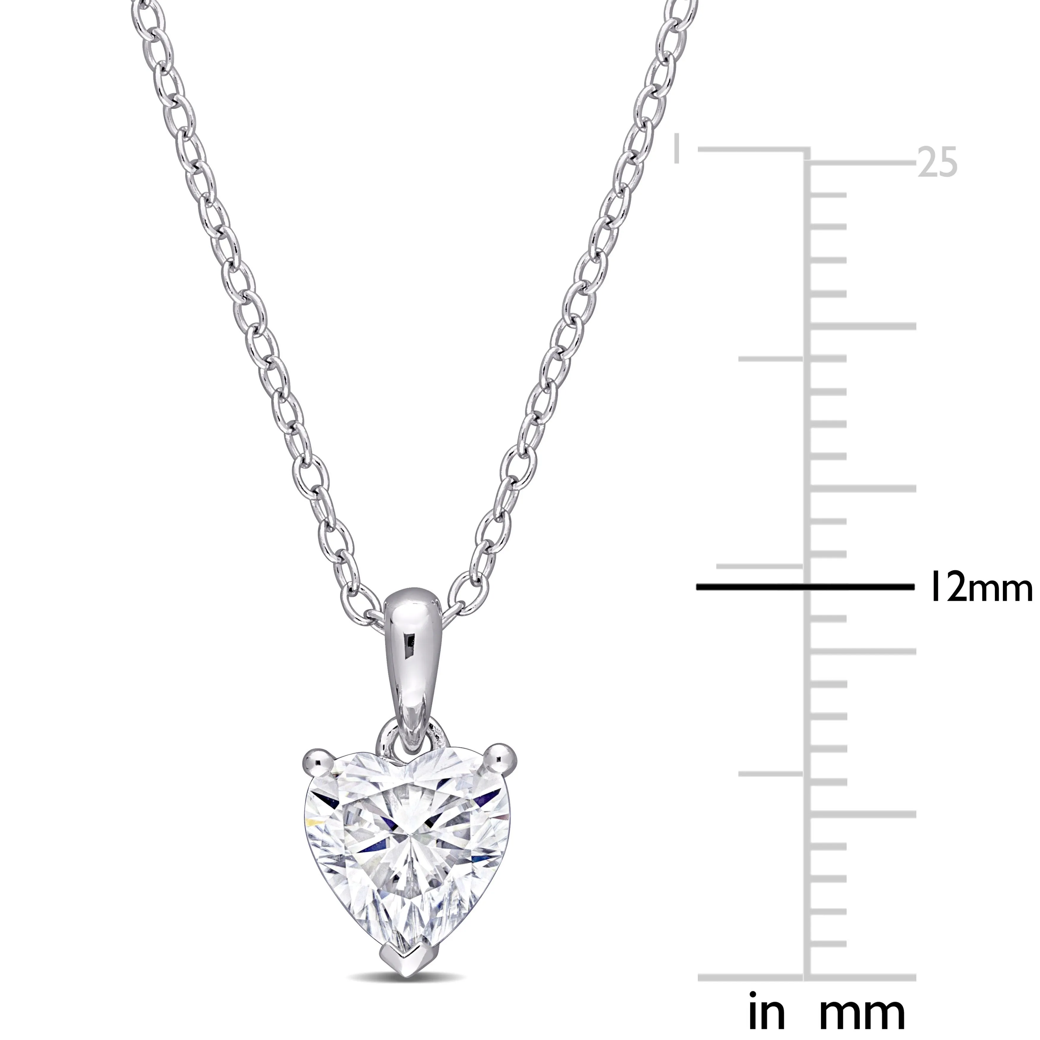 1 CT TGW Created Moissanite-White Fashion Pendant With Chain Silver