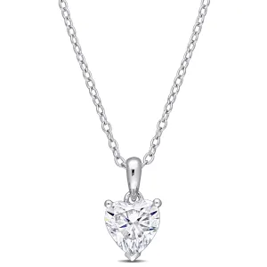 1 CT TGW Created Moissanite-White Fashion Pendant With Chain Silver