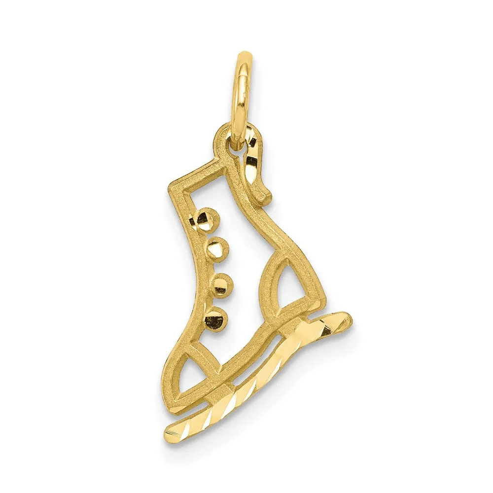 10k Diamond-cut Ice Skate Charm