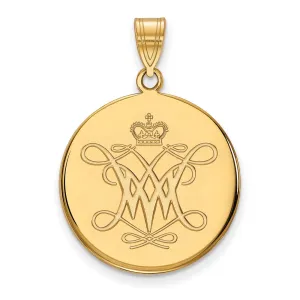 10k Gold College of William and Mary Large Disc Pendant