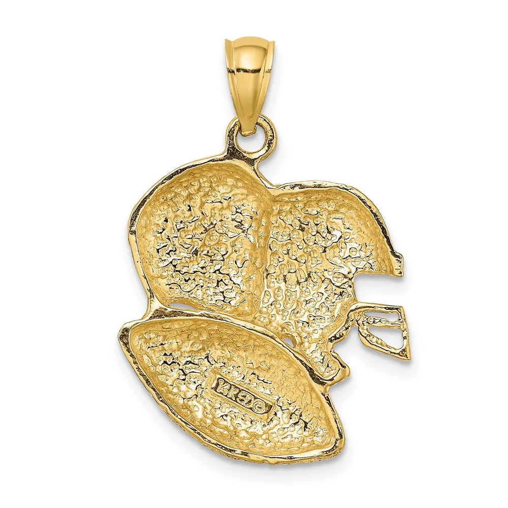 14K 2-D Double Football Helmets and Ball Charm