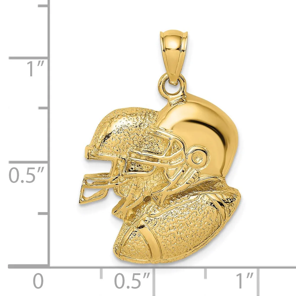 14K 2-D Double Football Helmets and Ball Charm