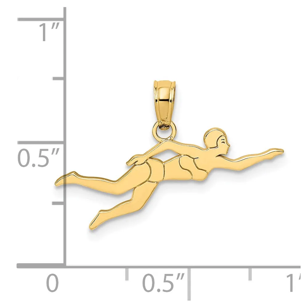 14k Female Swimmer Charm