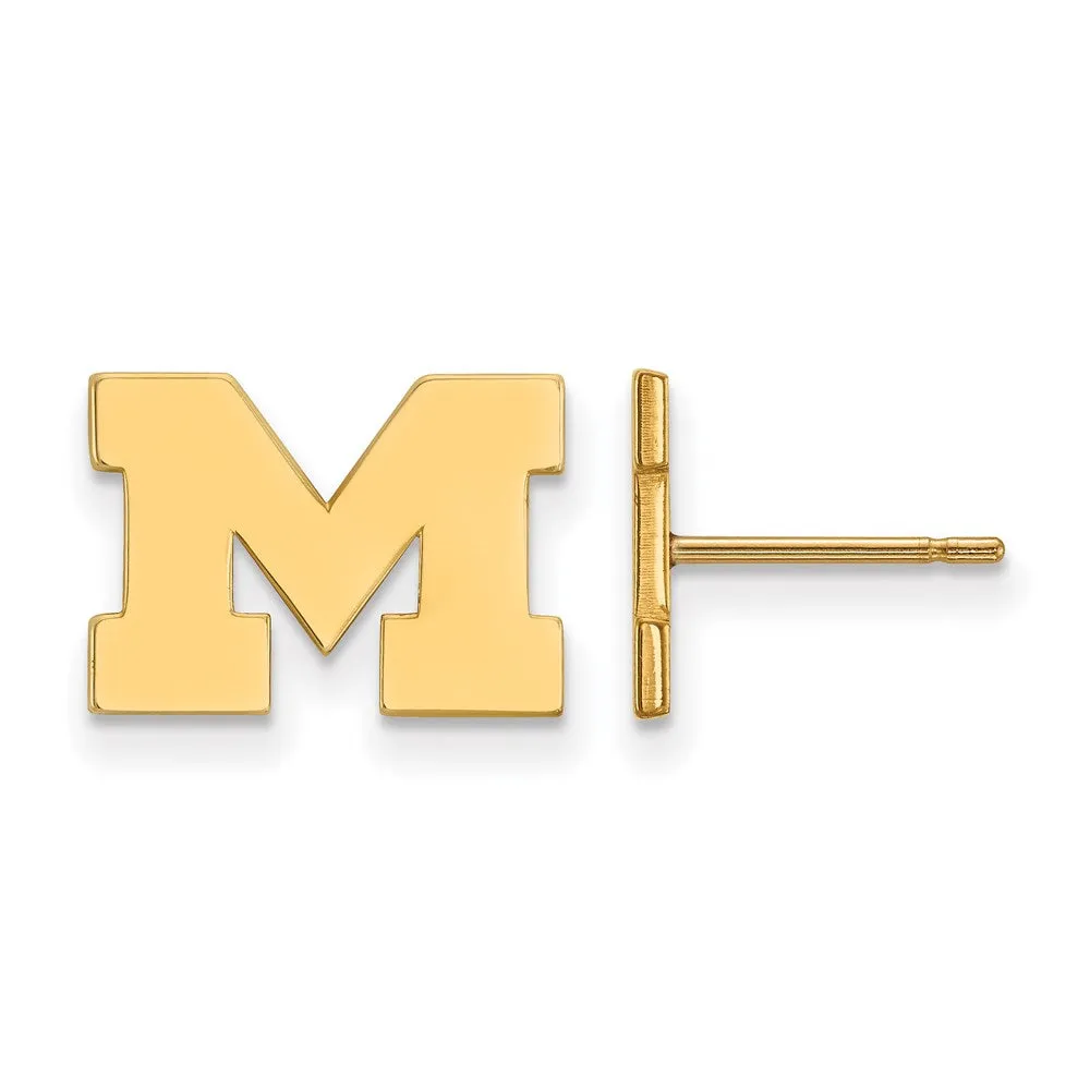 14k Gold University of Michigan Letter M Extra Small Post Earrings