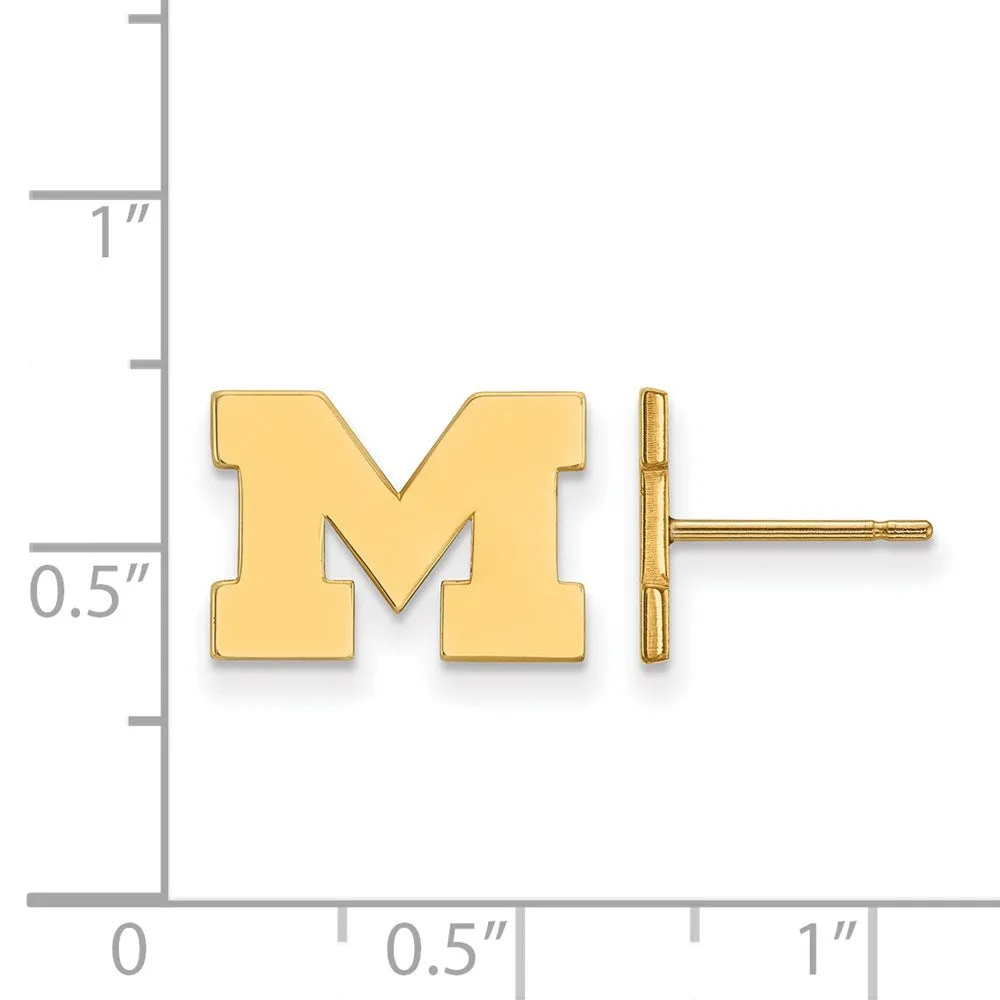 14k Gold University of Michigan Letter M Extra Small Post Earrings