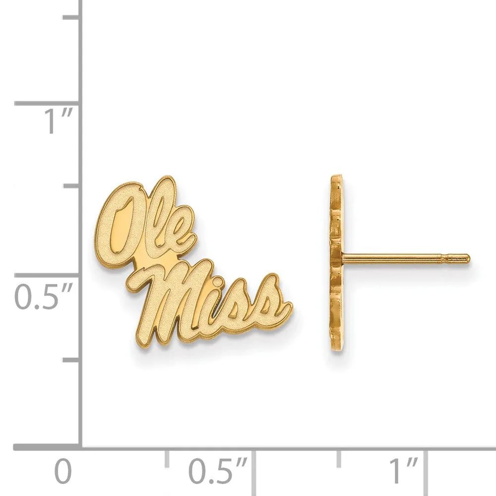14k Gold University of Mississippi Ole Miss Small Post Earrings