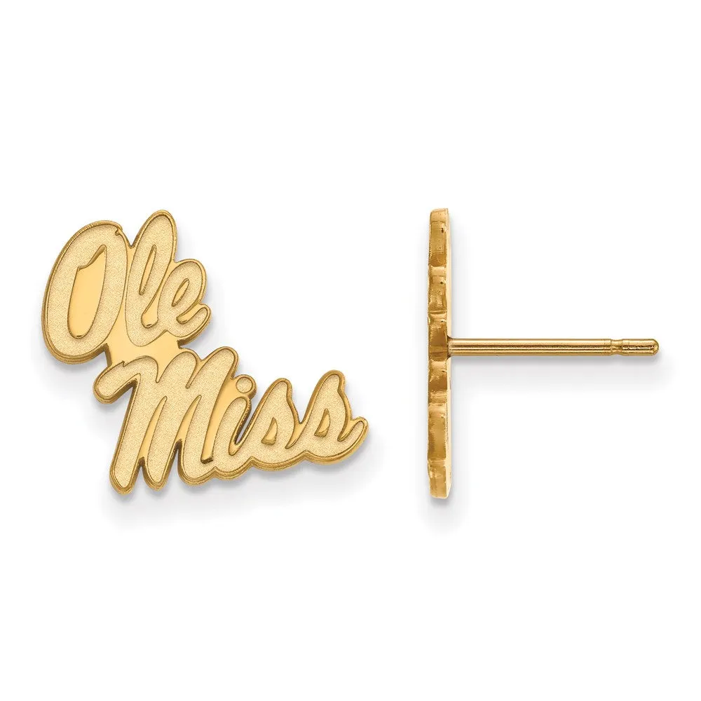 14k Gold University of Mississippi Ole Miss Small Post Earrings