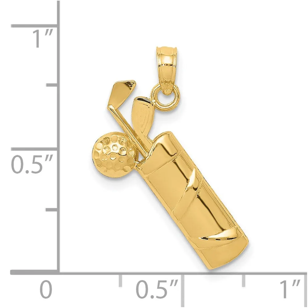 14k Polished Golf Bag Charm