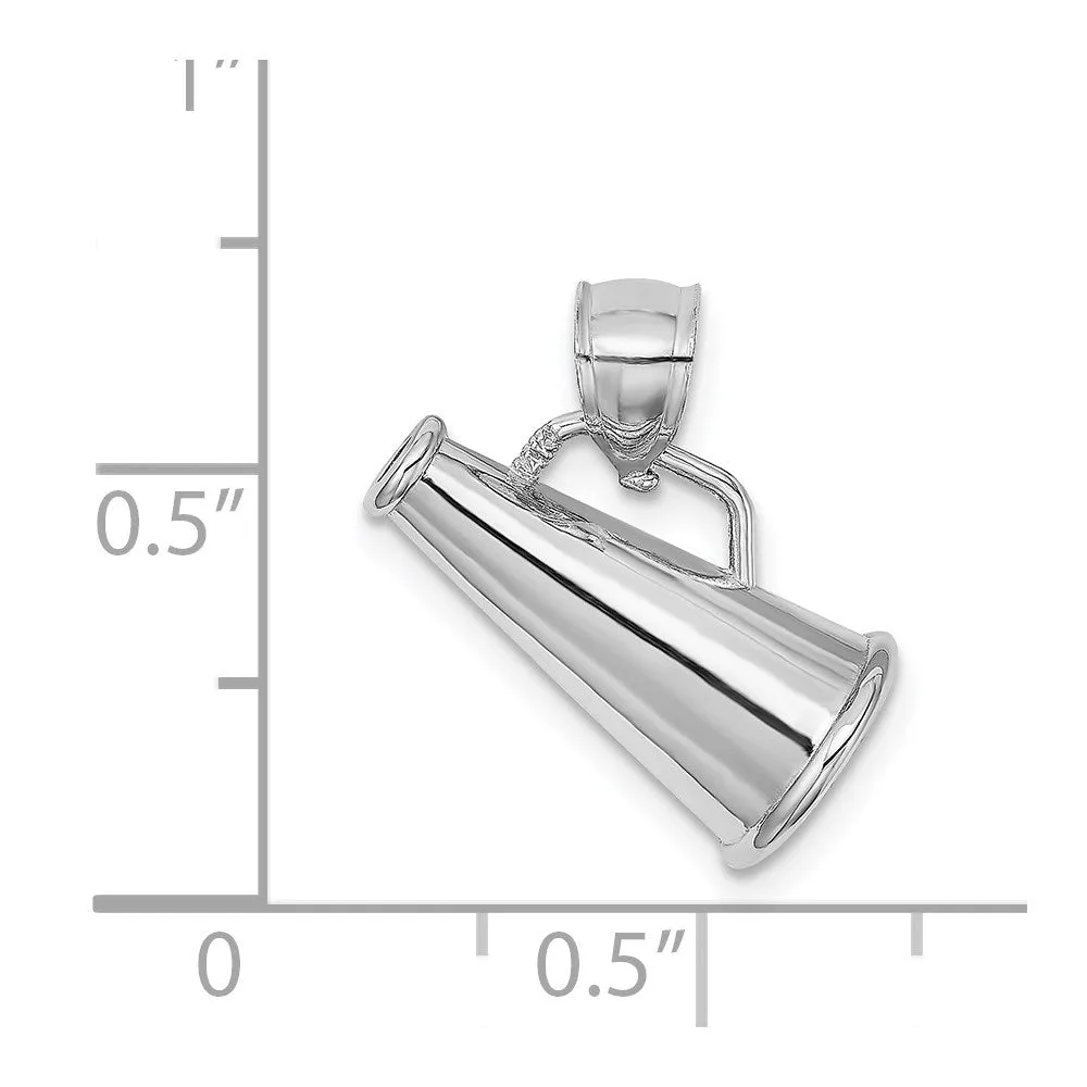 14K White Gold 3-D Megaphone Charm