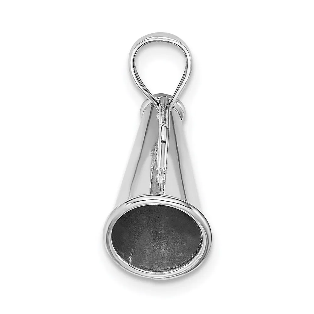 14K White Gold 3-D Megaphone Charm