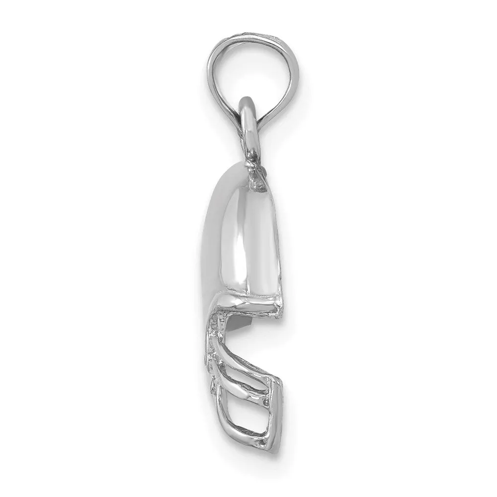 14K White Gold Football Helmet Pendant