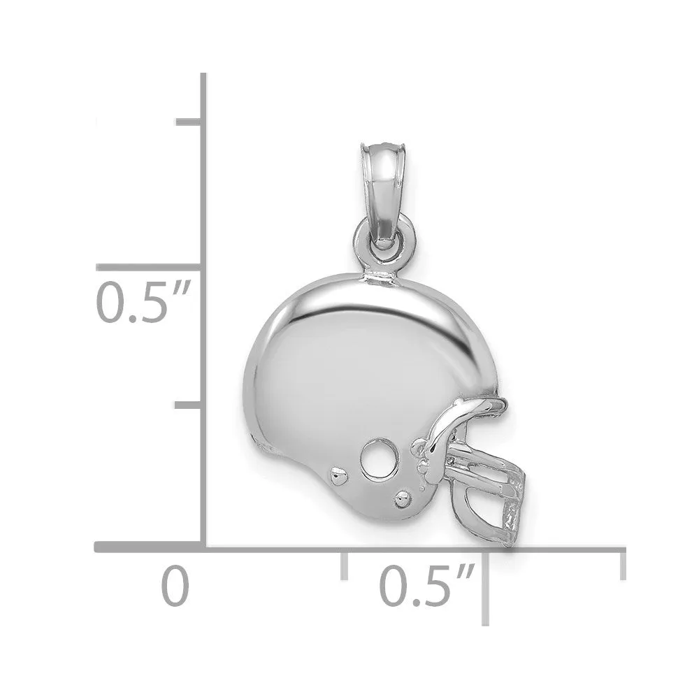 14K White Gold Football Helmet Pendant