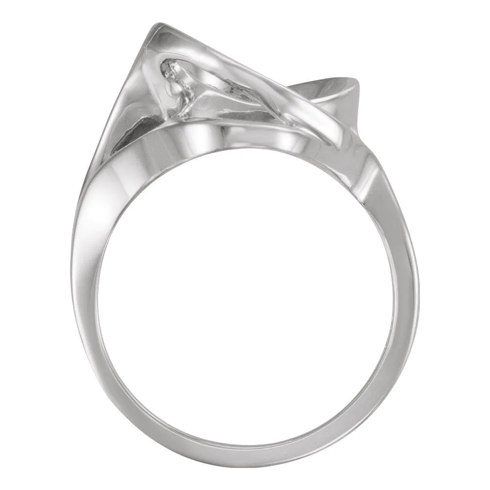 14k White Gold Freeform Ring, Size 6