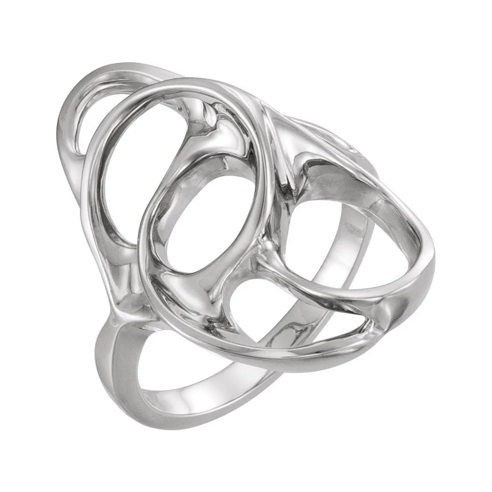 14k White Gold Freeform Ring, Size 6
