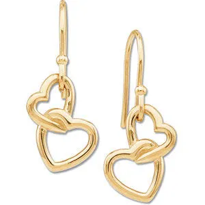 14k Yellow Gold Fashion Heart Earrings