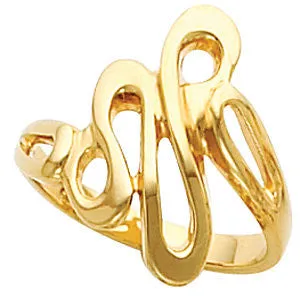 14k Yellow Gold Freeform Ring, Size 6