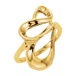 14k Yellow Gold Freeform Ring, Size 6