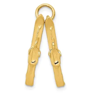 14k Yellow Gold Polished Pair of Skis Pendant