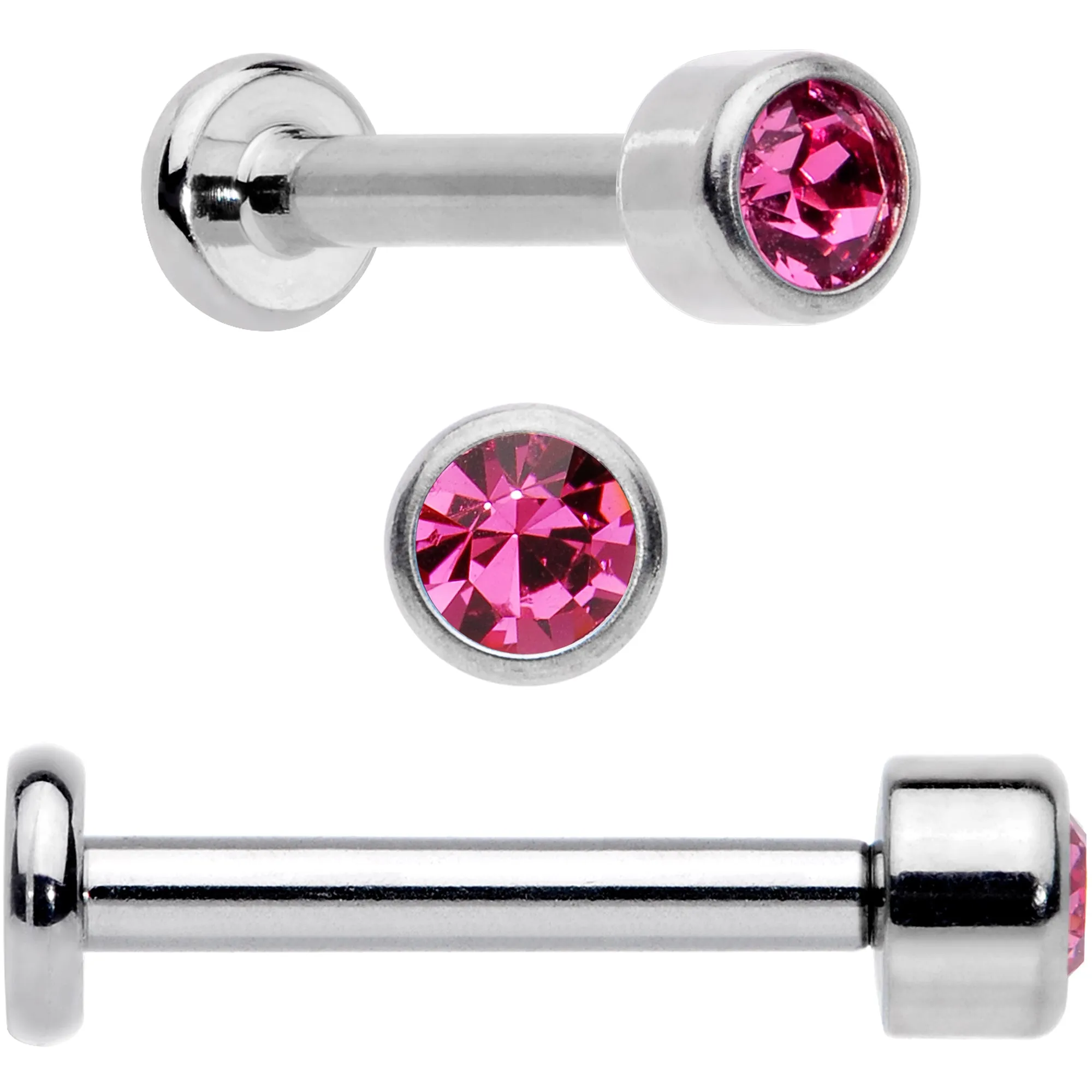 16 Gauge 5/16 Pink Gem Grade 23 Titanium Internally Threaded Labret