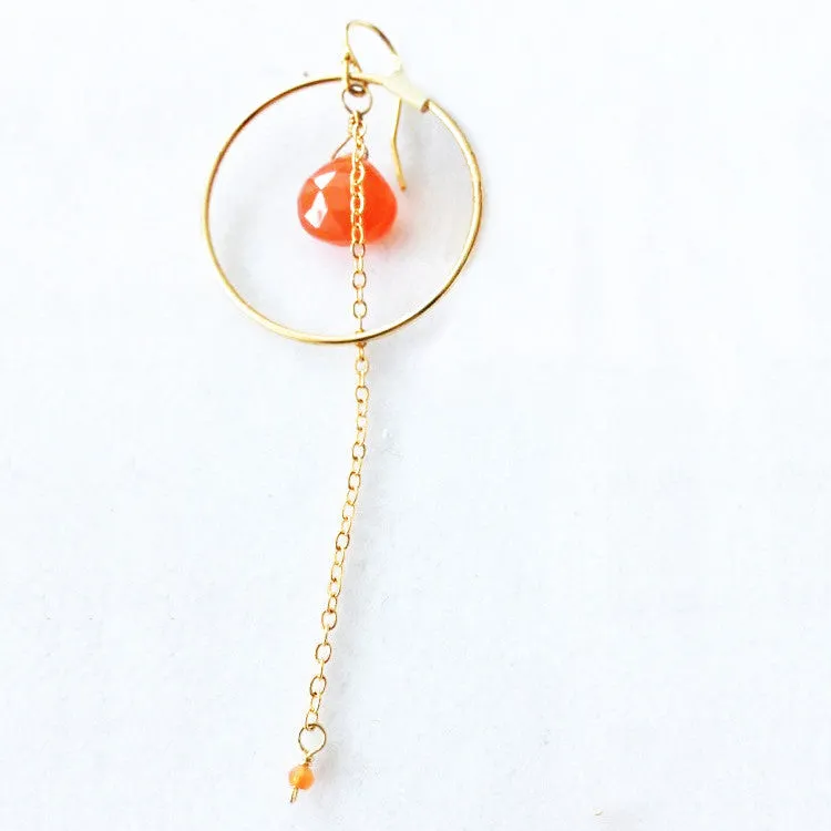 18K Gold Plated Earrings with Orange Jade