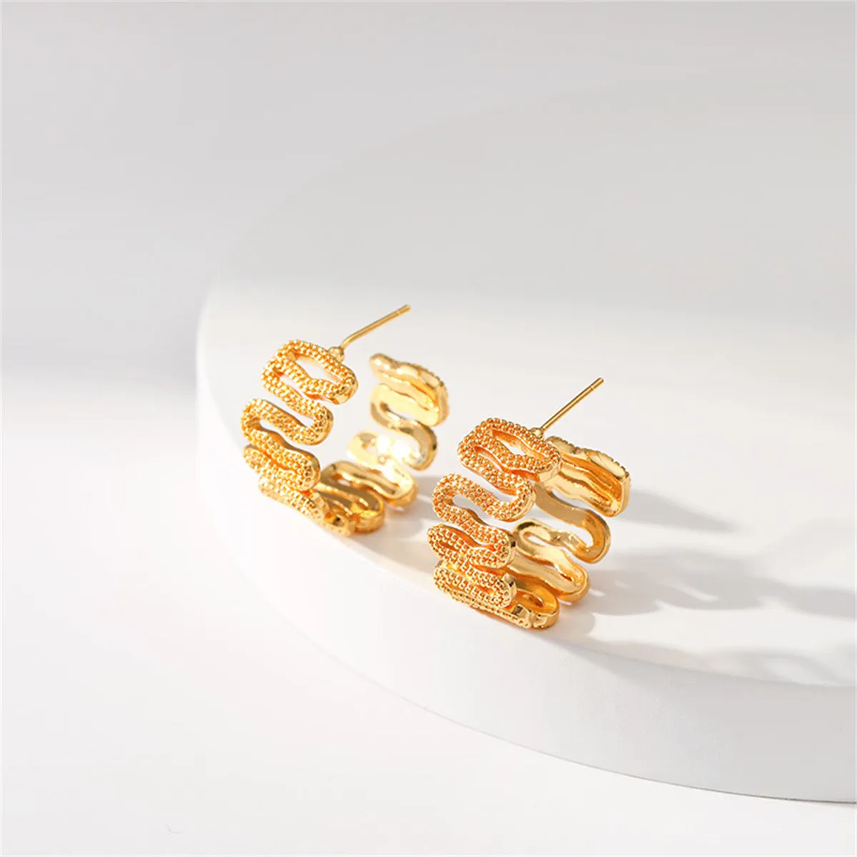 18K Gold-Plated Snake Huggie Earrings