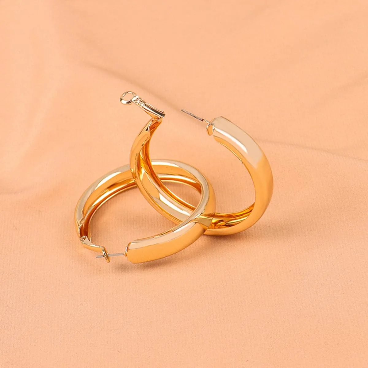 18K Gold-Plated Wide Hoop Earrings