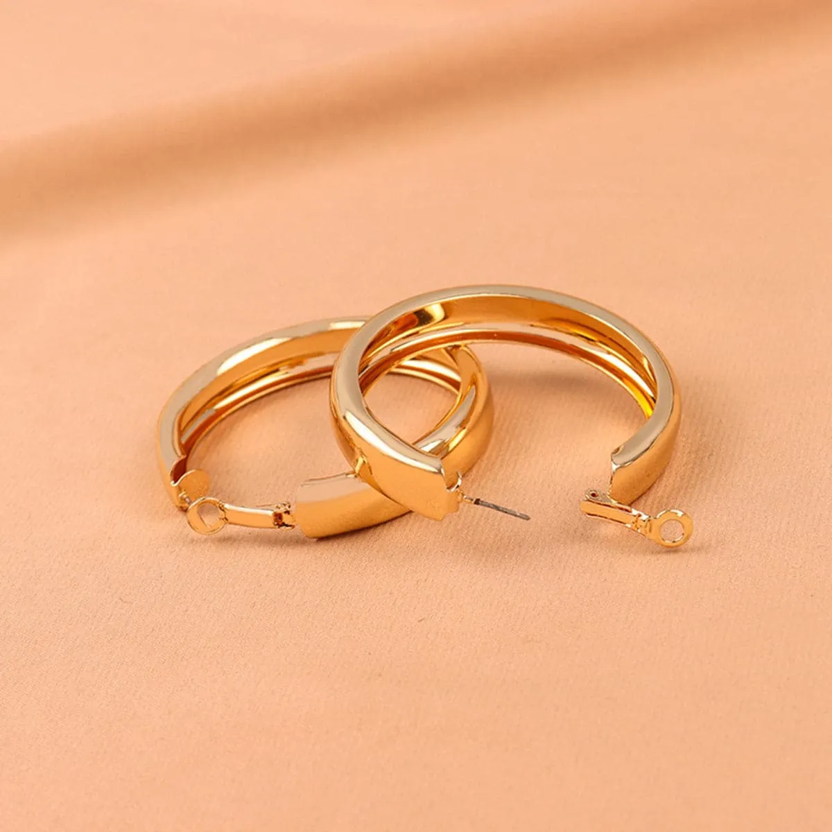 18K Gold-Plated Wide Hoop Earrings