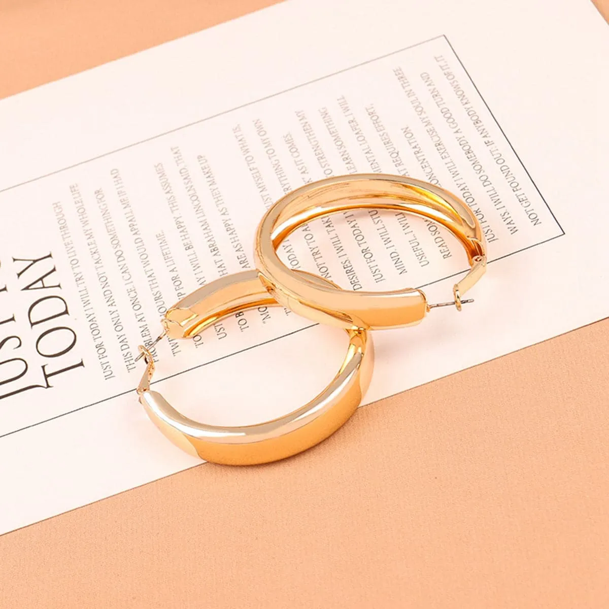 18K Gold-Plated Wide Hoop Earrings