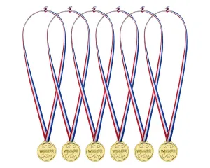24 Pieces Plastic Winner Medals Kids Gold Medals for Party