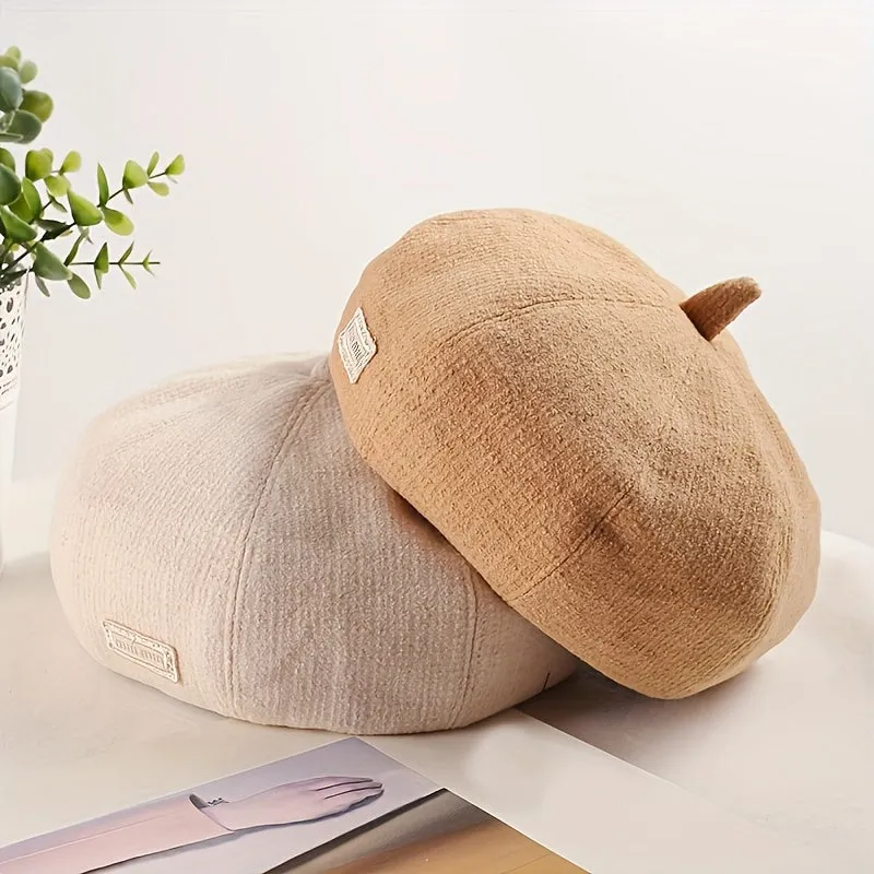 2pcs Newsboy Hat White   Khaki Beret Women's Painter Hat