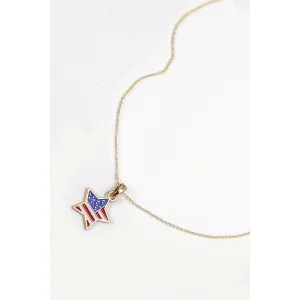 4th Of July Flag Star Necklace