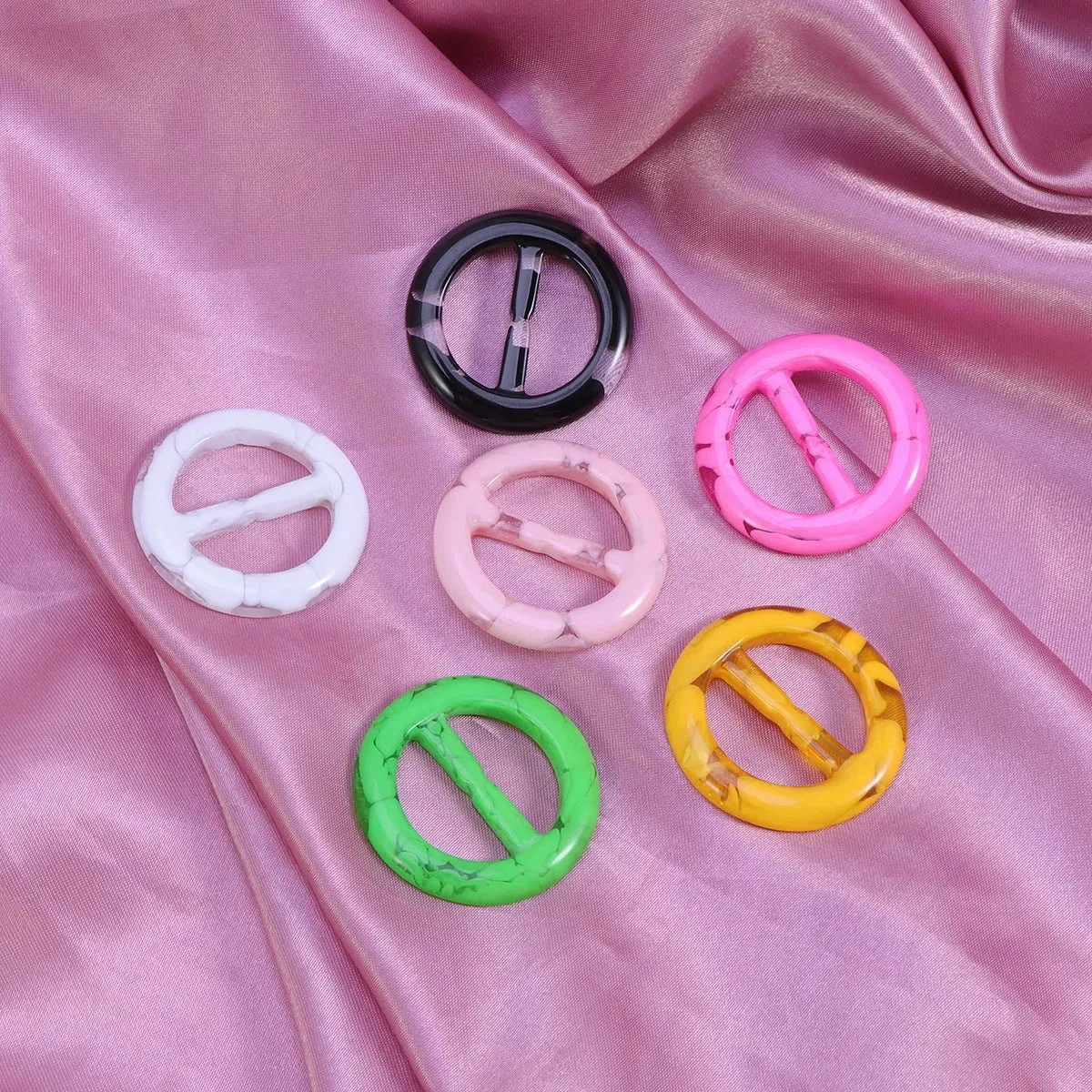 6 Pcs Clothing Corner Knotted Buckles Round T-shirt Clips Summer Costume Decoration Korean Version Elegant Women's Scarf Rings