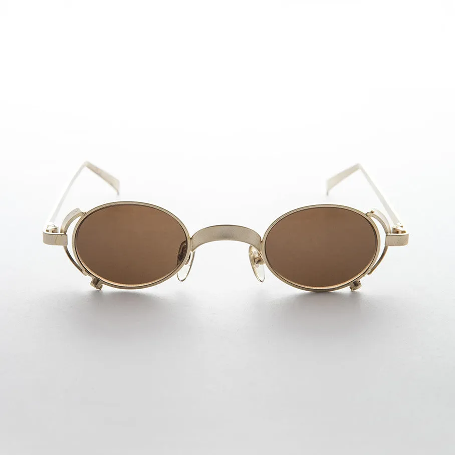 90s Oval Goth Steampunk Vintage Sunglass - Byron