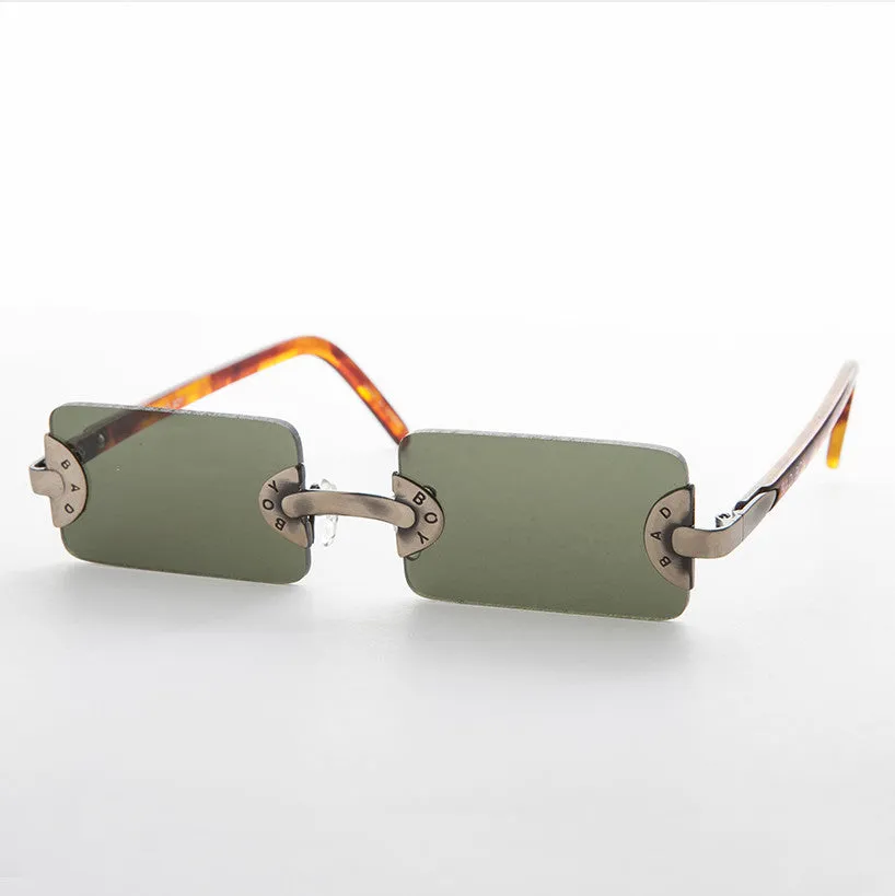 90s Vintage BAD BOY Rectangle Rimless Punk Goth Sunglass - Rebel 3