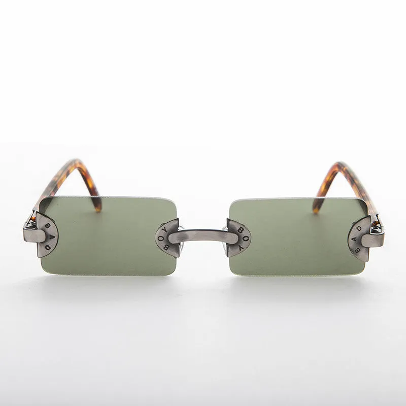 90s Vintage BAD BOY Rectangle Rimless Punk Goth Sunglass - Rebel 3