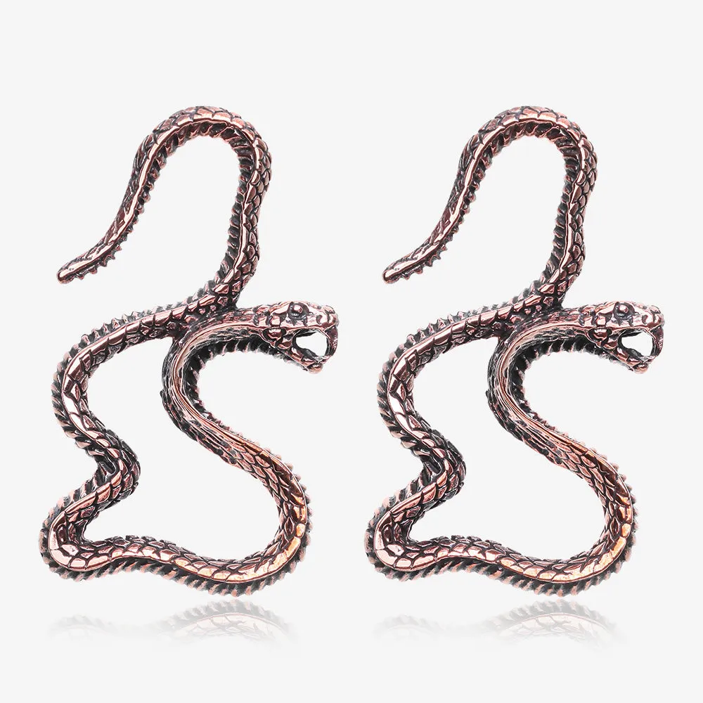 A Pair Of Vicious Cobra Snake Dance Copper Hoop Ear Weight Hanger
