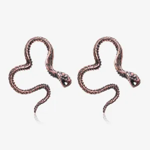 A Pair of Vicious Cobra Snake Swirl Copper Hoop Ear Weight Hanger