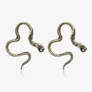 A Pair of Vicious Cobra Snake Swirl Golden Brass Hoop Ear Weight Hanger