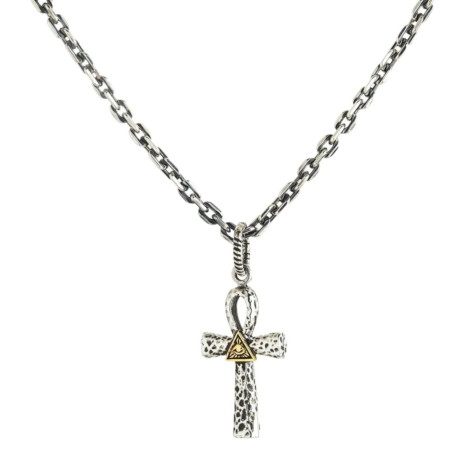 All-seeing Eye of God Ankh Sterling Silver Pendant