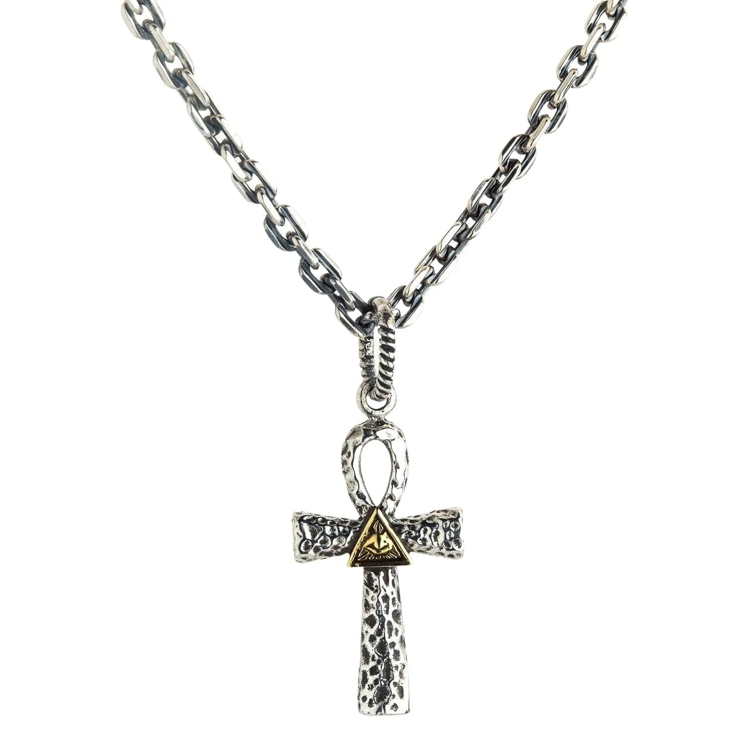 All-seeing Eye of God Ankh Sterling Silver Pendant