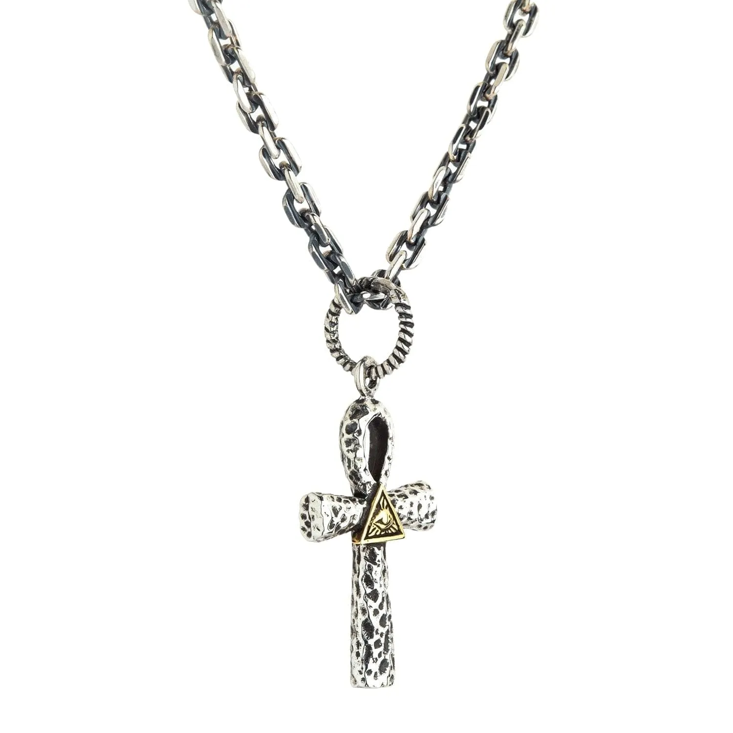 All-seeing Eye of God Ankh Sterling Silver Pendant