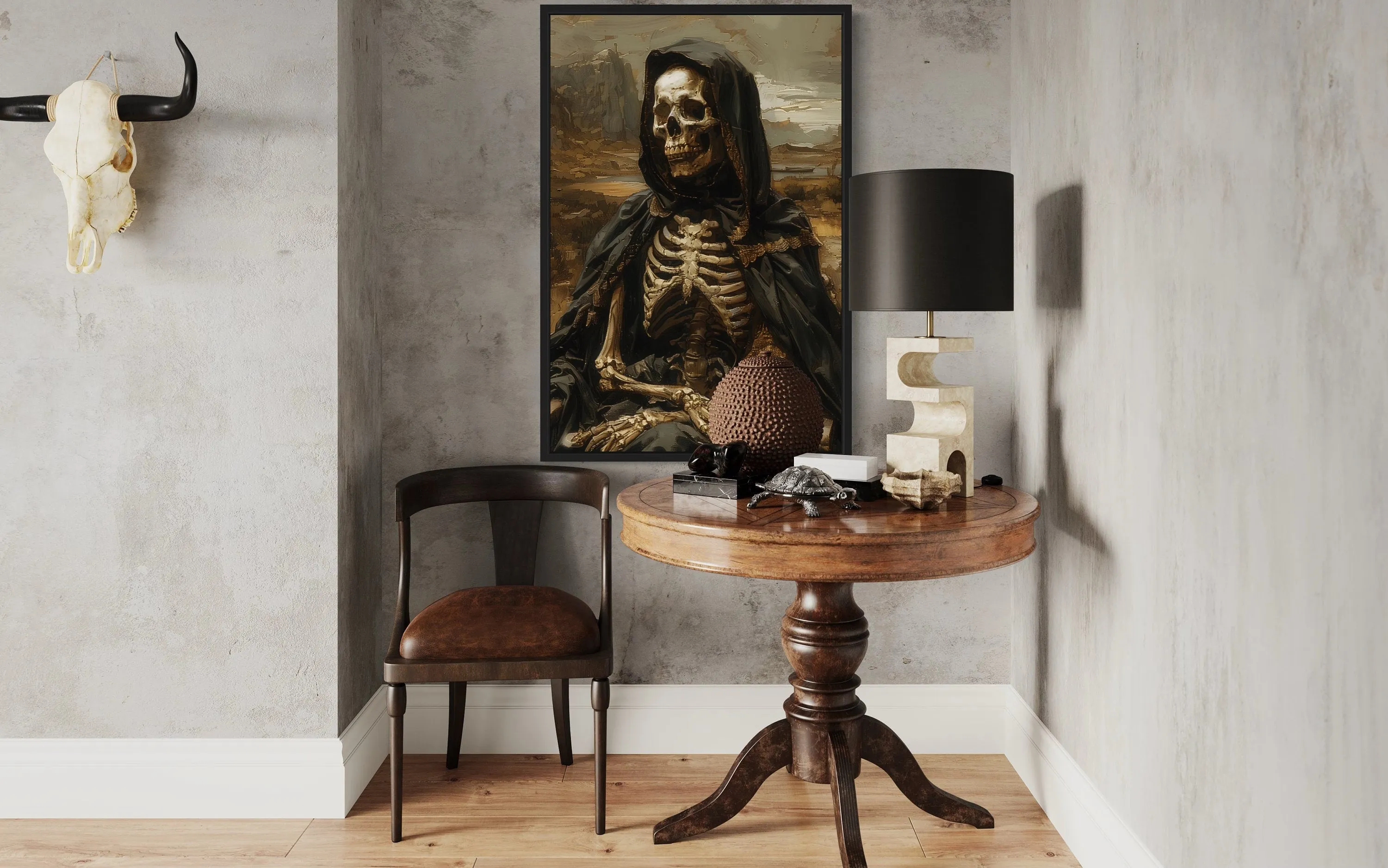 Altered Art Mona Lisa Skeleton Gothic Halloween Wall Art