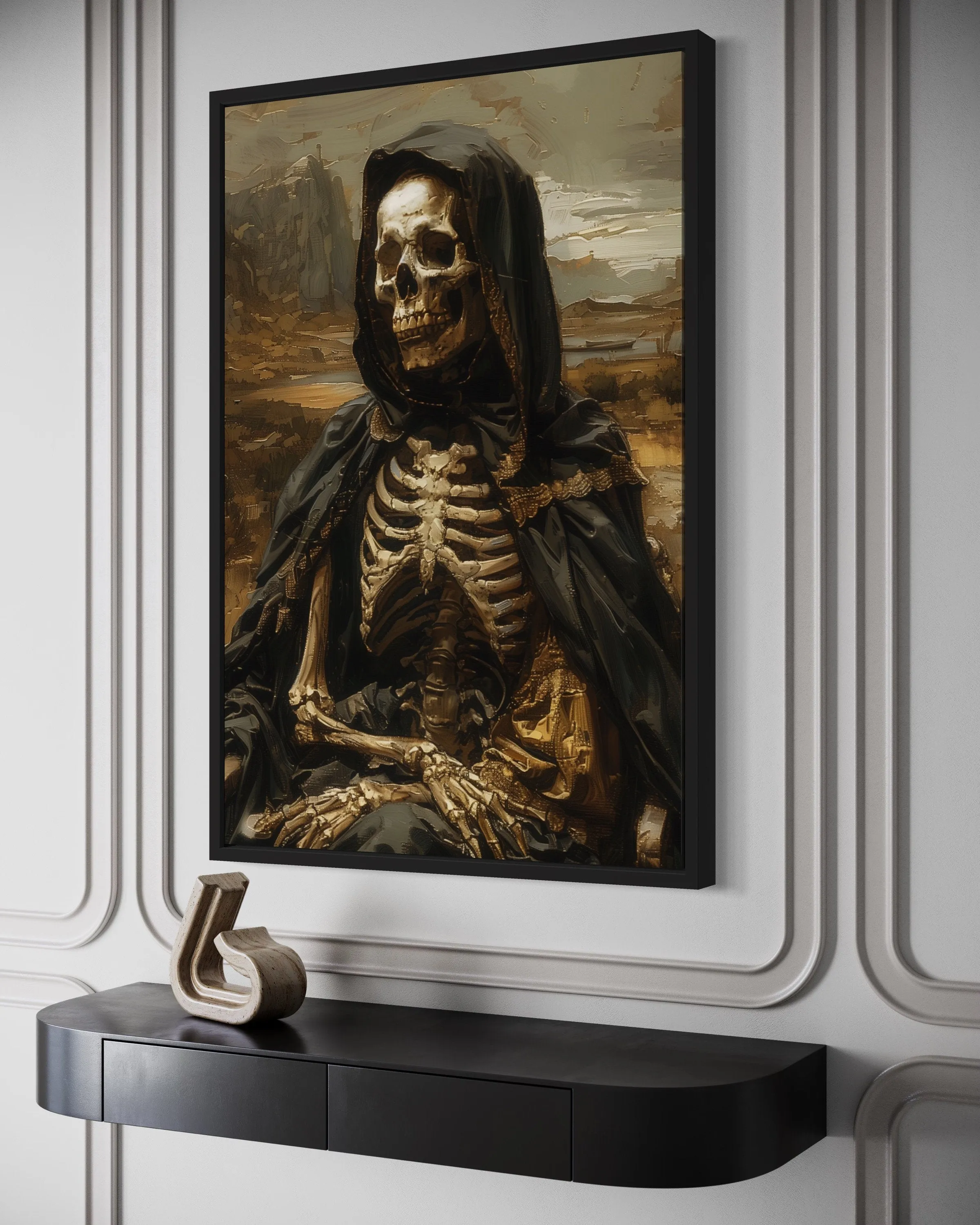 Altered Art Mona Lisa Skeleton Gothic Halloween Wall Art