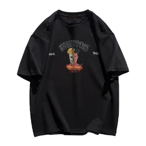 American Dark Skull Print T-shirt