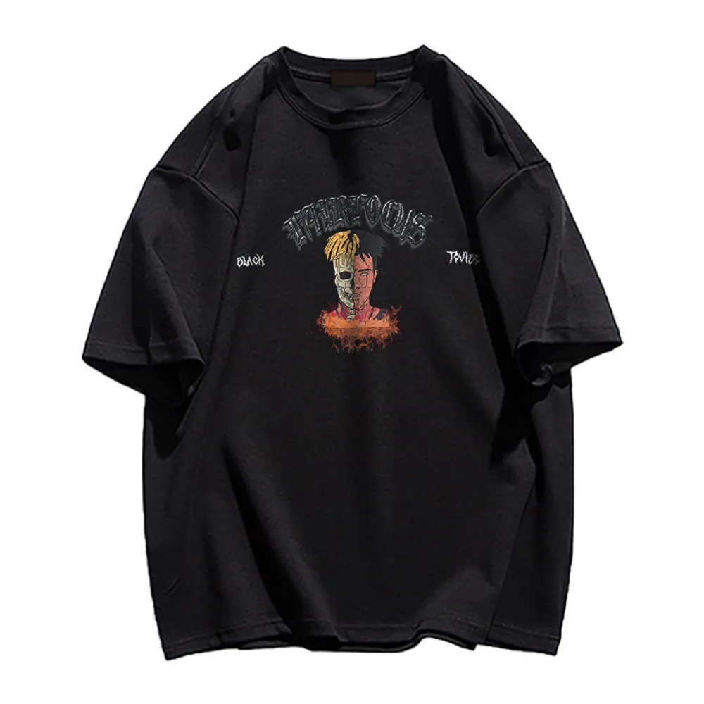 American Dark Skull Print T-shirt