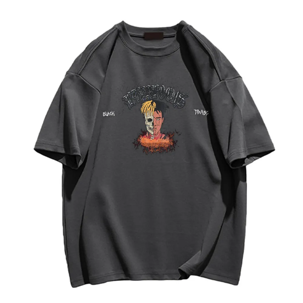 American Dark Skull Print T-shirt