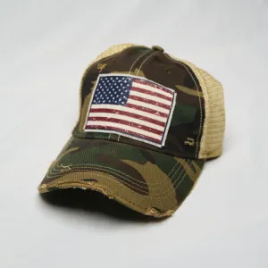 American Flag Trucker Hat - Camouflage