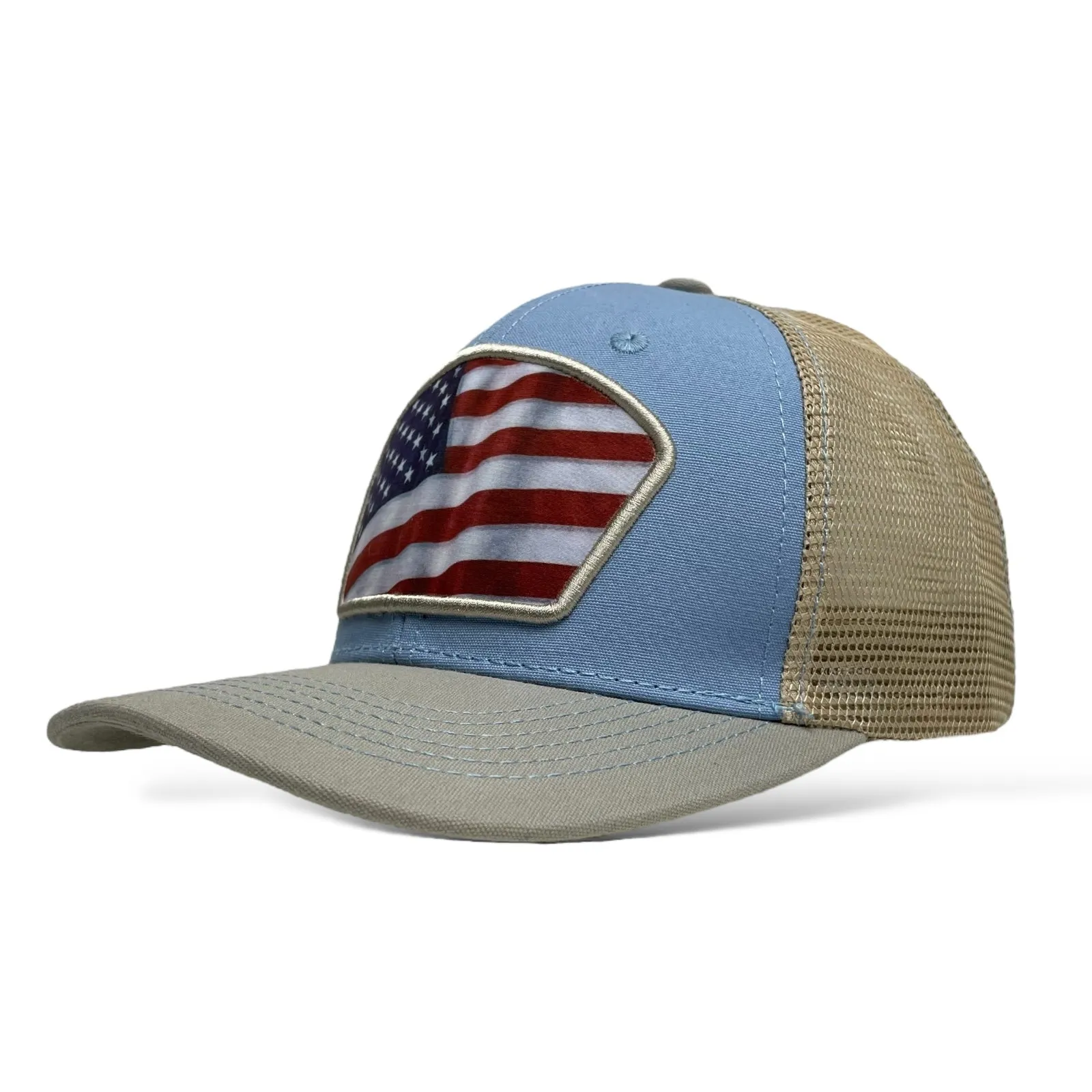 American USA Flag Baseball Snapback Cap – Blue, curved brim, Unisex