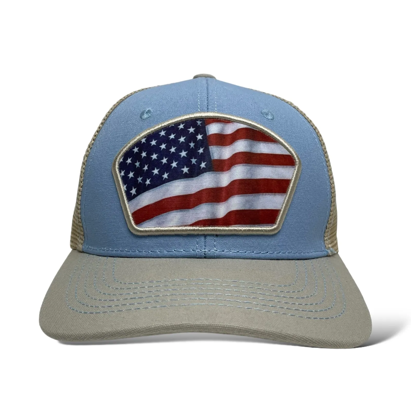 American USA Flag Baseball Snapback Cap – Blue, curved brim, Unisex