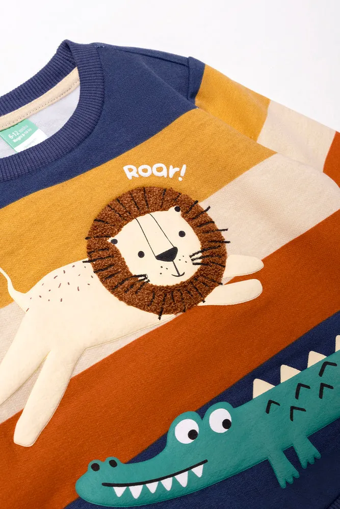 Animals Crew Neck Tracktop Blue And Yellow